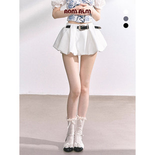 辣妹半身裙女夏季 %法式 a字花苞裙白色短裙 女团报道 AOMALM少也眼