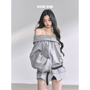 oversized连帽卫衣女秋季 %假两件美式 上衣 耶鲁少女 AOMALM少也眼