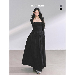 连衣裙女秋季 AOMALM少也眼 赫本风长袖 %高级感法式 长裙 韩综姐姐