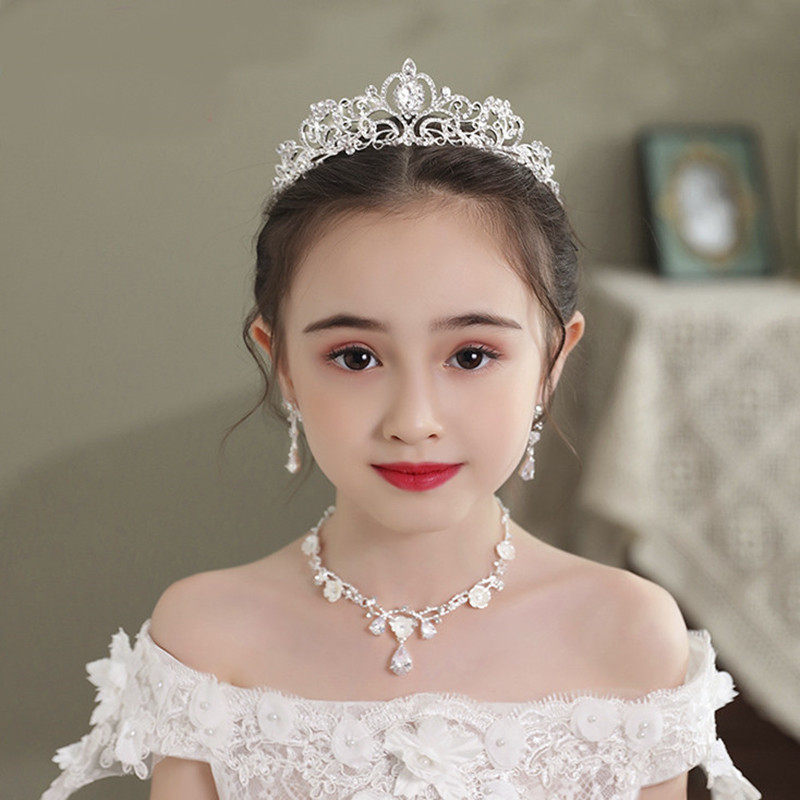 儿童头饰公主皇冠项链耳环套装发饰女童演出走秀女孩生日王冠饰品