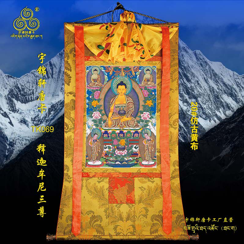 释迦牟尼唐卡佛像藏式挂画棉布装裱手绘工艺古典装饰挂画厂家069