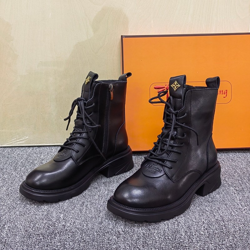 35码清仓处理冬季新款侧拉链马丁靴女系带短靴粗跟百搭时尚机车靴,女鞋,马丁靴,淘宝优惠券,粉丝福利购,淘宝优惠卷