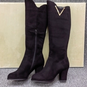 39码 瑕疵清仓处理不过膝长靴粗跟侧拉链骑士靴百搭瘦瘦靴显瘦女靴