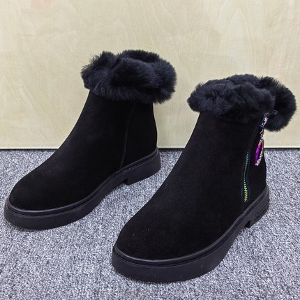 3539码撤柜处理毛绒雪地靴女冬季加绒保暖短靴侧拉链百搭女短靴潮