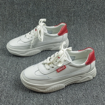 35码断码清仓处理真皮小白鞋女厚底增高休闲板鞋系带百搭运动鞋潮