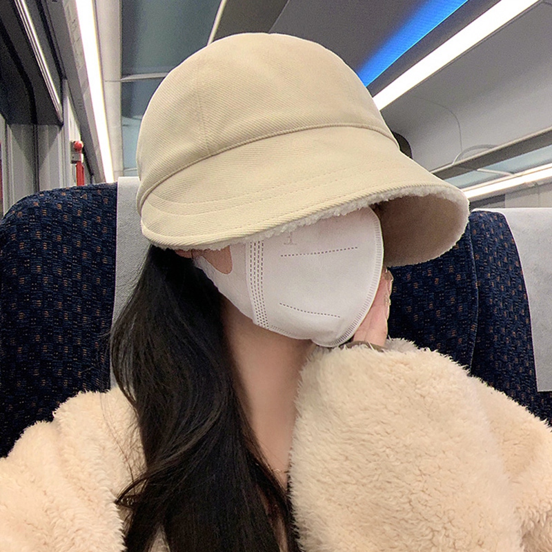 秋冬季帽子女加绒保暖防晒渔夫帽素颜显脸小鸭舌帽1027n