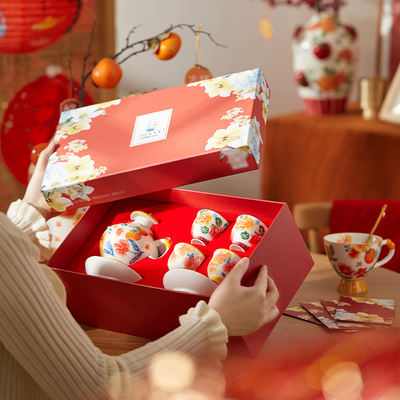 K11 JOYYE福果满园陶瓷茶壶茶具套装礼盒精致家用乔迁礼物