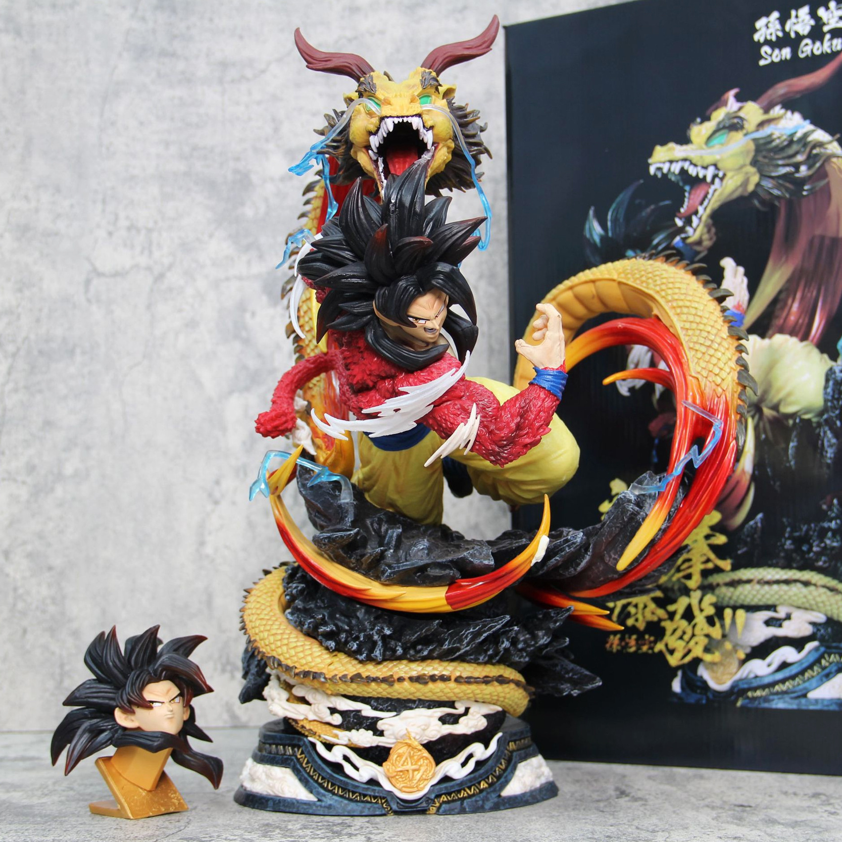 七龙珠手办 LS 超四 龙拳悟空 动漫摆件 GK 双头雕像 模型批发