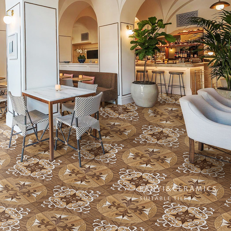 佛山全瓷木纹小花砖阳台厨房卫生间民宿酒店200X200店铺地砖瓷砖