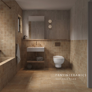 梵意 中古风做旧复古全瓷300x300地砖庭院餐厅民宿酒店莱姆石瓷砖