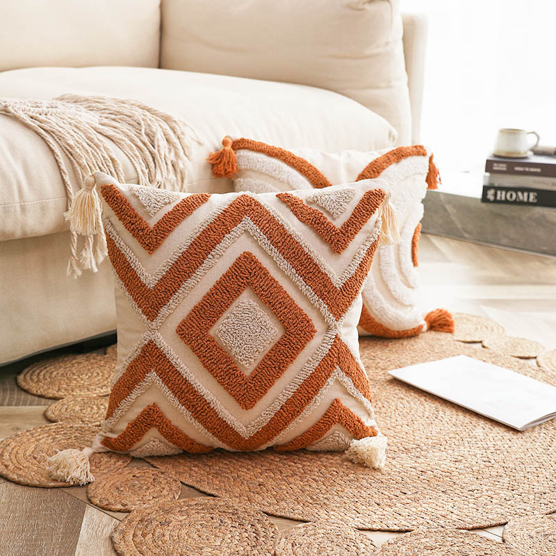 摩洛哥簇绒民宿棉纱手工抱枕靠垫