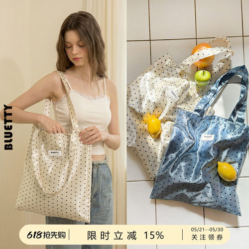 BLUETTY韩系波点帆布托特包女