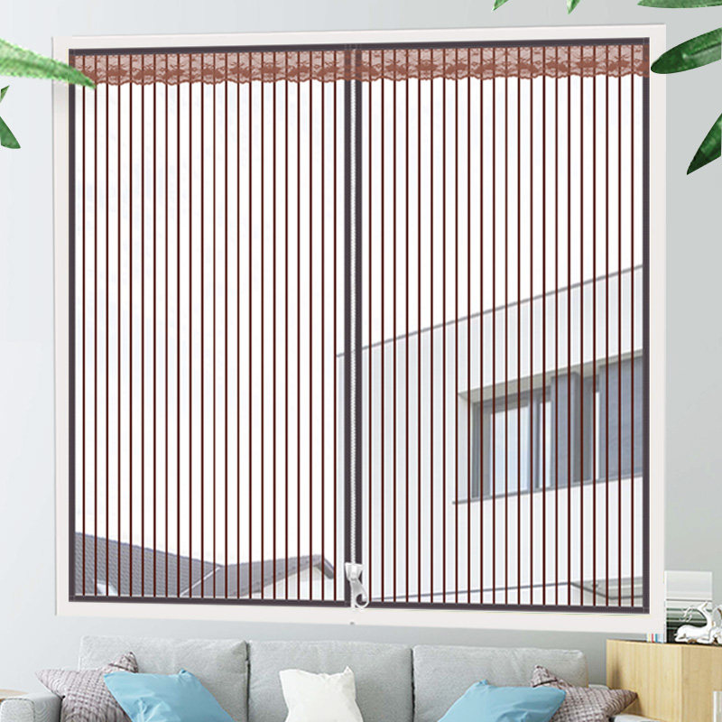 防蚊纱窗网自粘型高档拉链窗纱门帘家用魔术贴磁性窗帘自装可拆卸