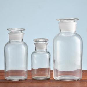 透明加厚广口玻璃瓶试剂瓶白色玻璃化学瓶磨砂口医药瓶分装广口瓶