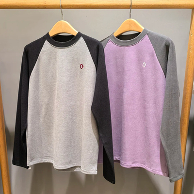 素然女士秋冬磨毛拼色长袖T恤