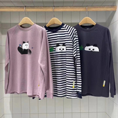 素然印花T恤 A0243TS16 T恤慵懒条纹上衣 24新款 女秋Miami棉涤长袖