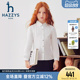 百搭长袖 秋新中大童学院经典 上衣 女童衬衫 hazzys哈吉斯童装