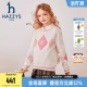hazzys哈吉斯童装 女童线衣秋新中大童撞色舒适套头针织上衣