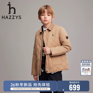 hazzys哈吉斯童装 男女童棉服26秋新中大童夹克保暖外套 巴恩风