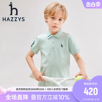 hazzys男童学院polo短袖夏季