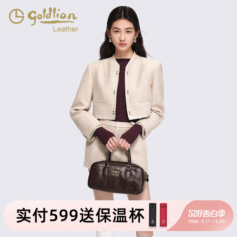 金利来女包轻奢新款小众设计手提波士顿枕头包时尚真皮单肩斜挎包