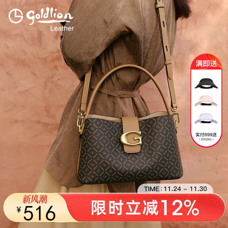 金利来复古印花女包2025新款PVC高级质感单肩斜挎包大容量手提包