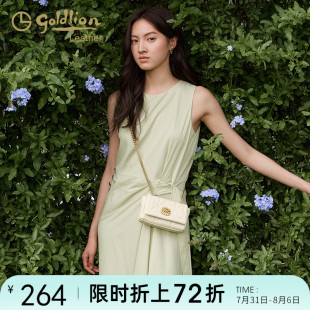 金利来2025春季 菱格链条斜挎包 新款 真皮迷你小方包单肩包包女时尚