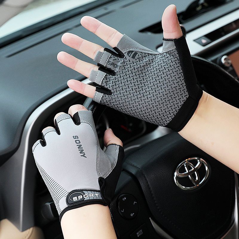 骑行开车钓鱼半指手套男夏