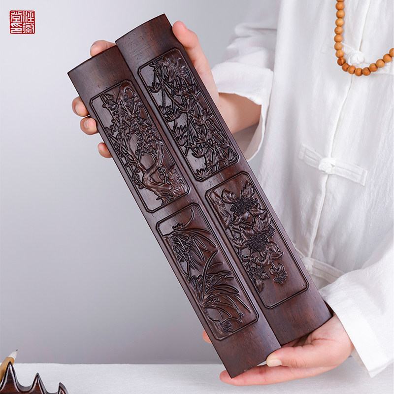 泾徽堂镇尺实木一对酸枝木镇尺套装书法镇尺学生初学者小号压尺文房四宝压纸镇尺木清仓毛笔字压条镇尺镇纸