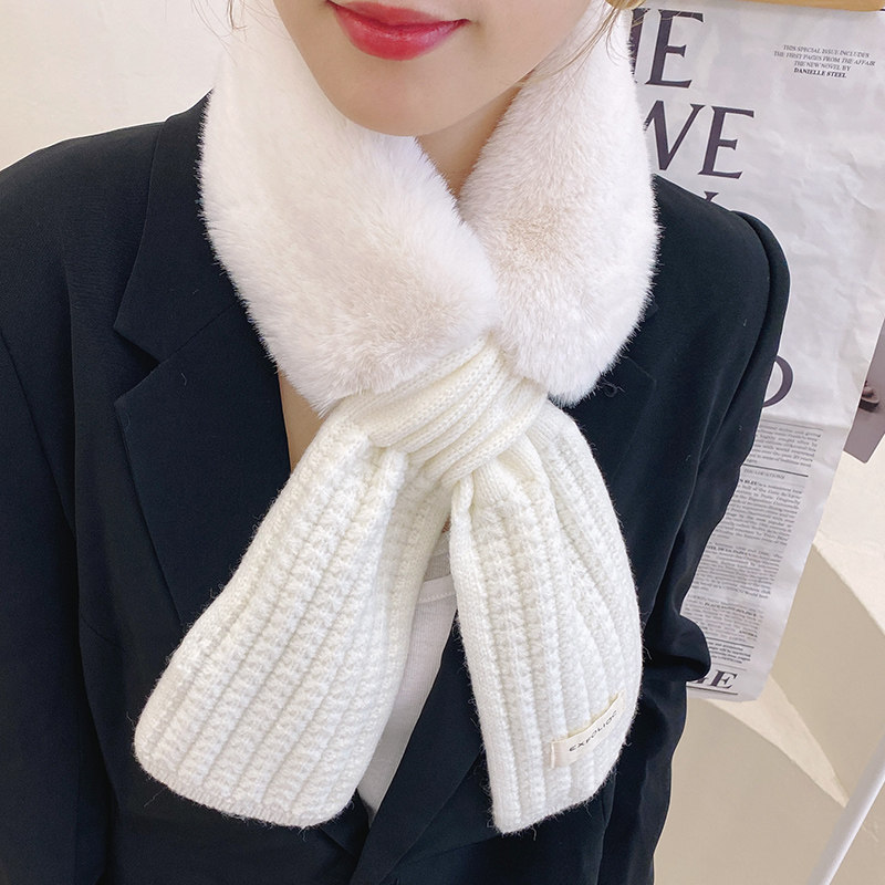 围巾女韩版百搭仿兔毛毛绒毛领秋冬季学生软妹可爱少女网红围脖