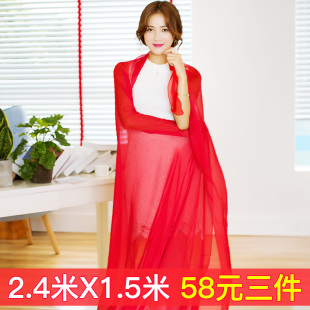 丝巾春秋季百搭新款2025女长款纱巾多功能披肩超大薄款遮阳沙滩巾