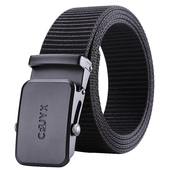 男士 帆布腰带平滑自动扣皮带青年百搭编织简约商务学生军训加长带