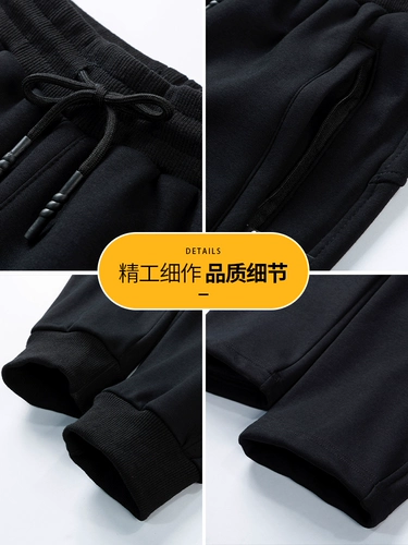 Спортивные осенние штаны, утепленные повседневные брюки, свободный прямой крой, большой размер