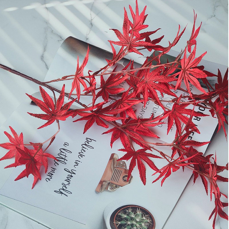 仿真枫叶 枫树叶绢花 假树枝婚庆礼堂 软装花艺 工厂零售