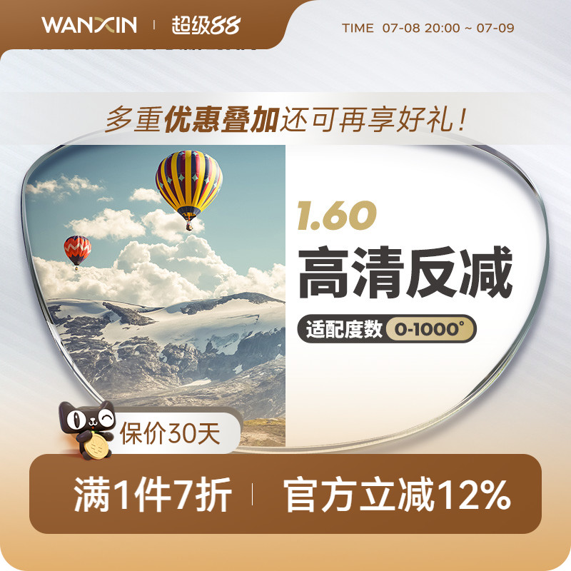 萬新超薄防紫外線綠膜非球面鏡片