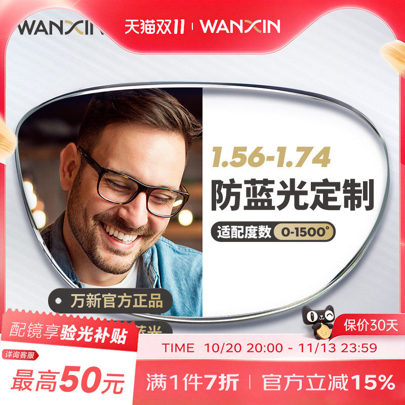 万新近视防蓝光镜片1.56 1.60 1.67 1.74眼镜片配镜片单光定制片