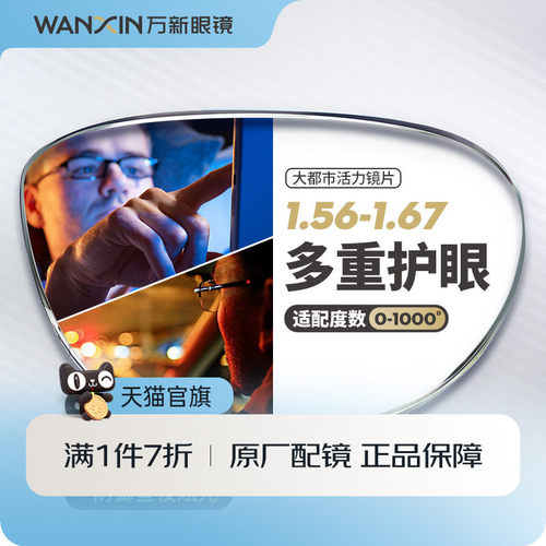 万新驾驶镜片1.56 1.60 1.67超薄防蓝光辐射眩光非球面驾驶近视 - 封面