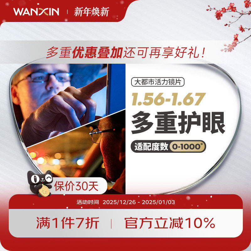 万新大都市超薄辐射眩光驾驶镜片