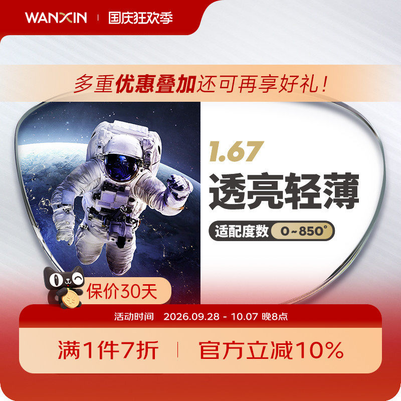 万新超薄高度近视镜片赠镜框