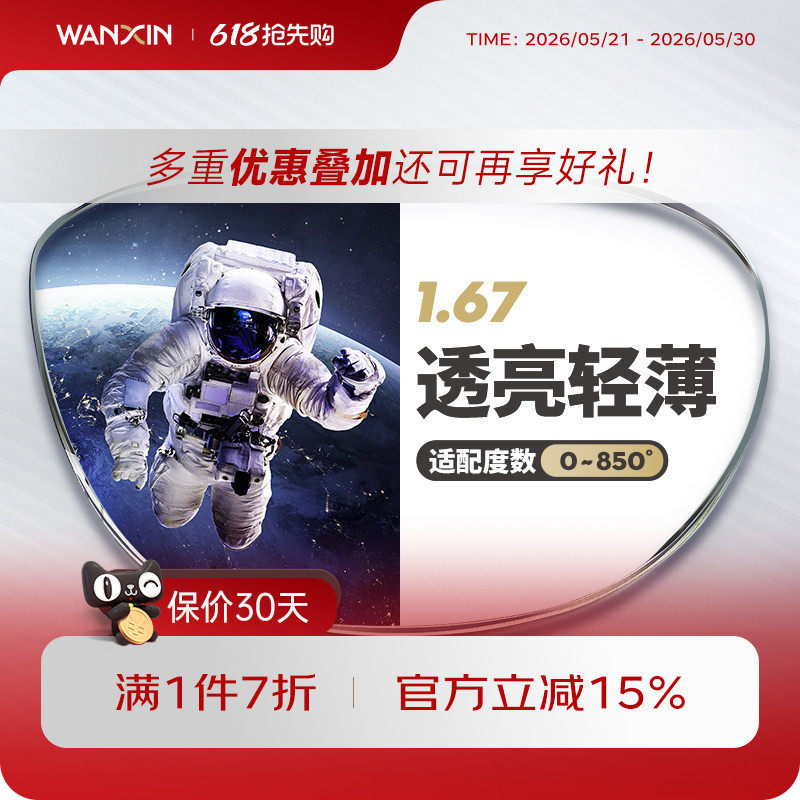 万新超薄高度近视镜片赠镜框