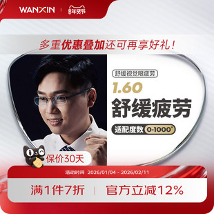 万新1.60超薄防蓝光辐射镜片万新缓解视疲劳近视眼镜片 2片装