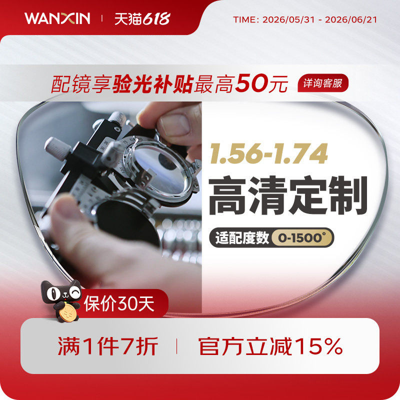 万新轻薄高清眼镜近视高散光非球面定制镜片减少反射配镜框男女款