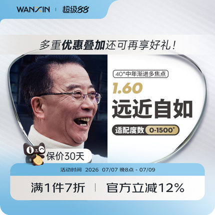 万新非球面1.60近视远视成人渐进镜片万新中老年镜片2片装定制片