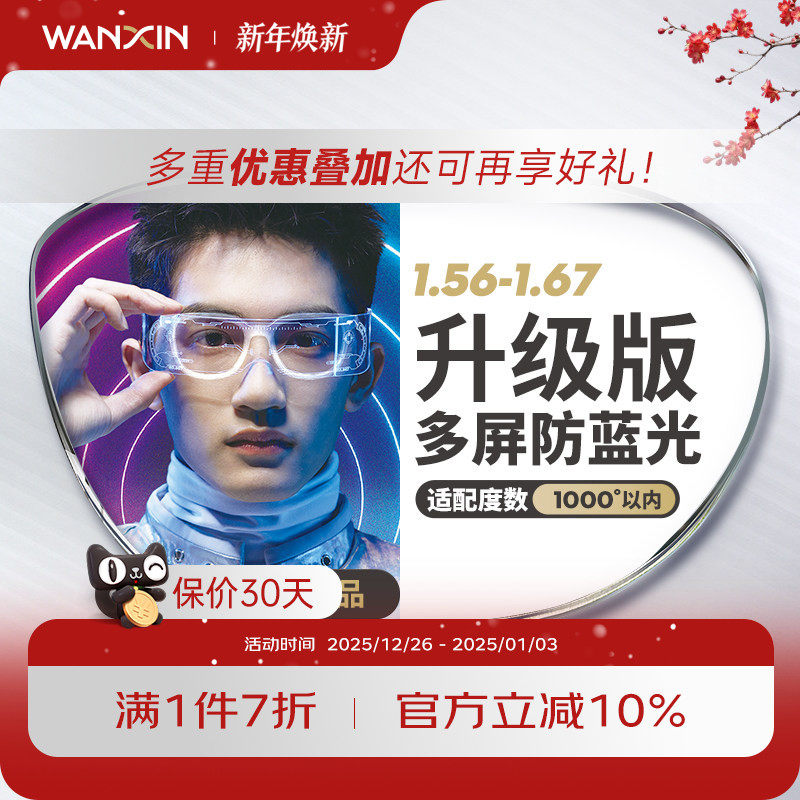 万新镜片防蓝光pro近视非球面