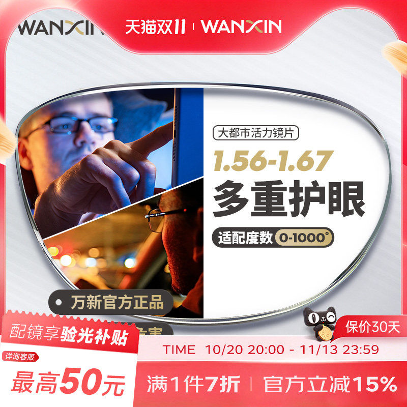 万新驾驶镜片1.56 1.60 1.67超薄防蓝光辐射眩光非球面驾驶近视