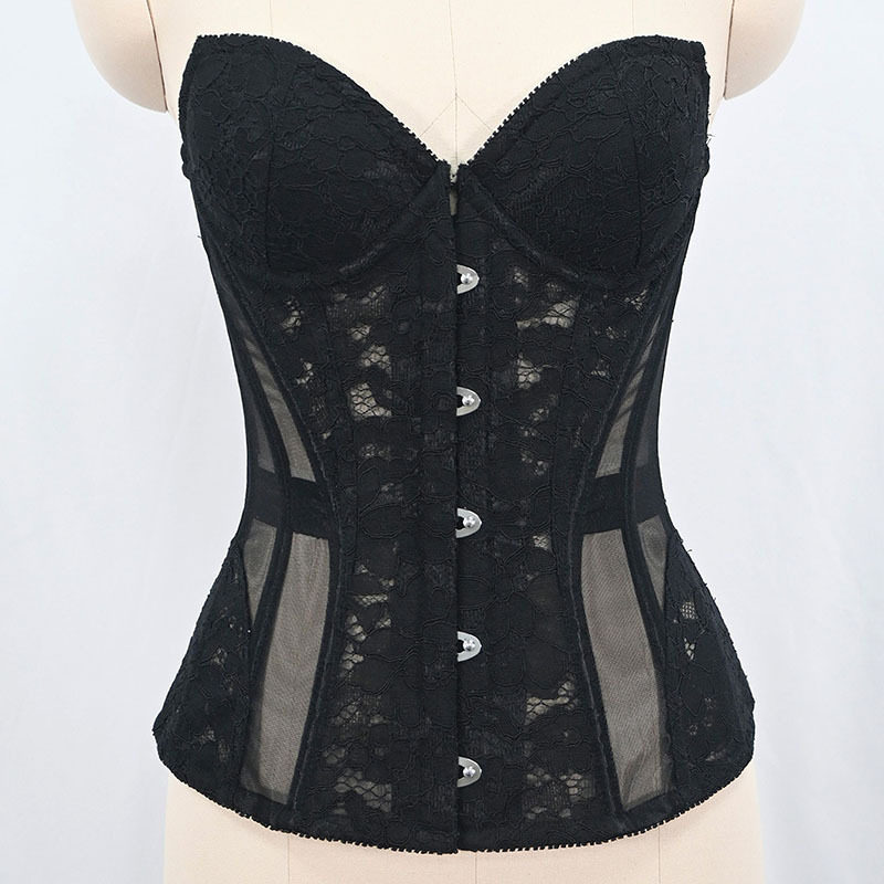 新款5扣拼接网纱透视新娘礼服鱼骨胸衣胸杯束身衣塑身衣抹胸,女士内衣/男士内衣/家居服,塑身上衣,淘宝优惠券,粉丝福利购,淘宝优惠卷
