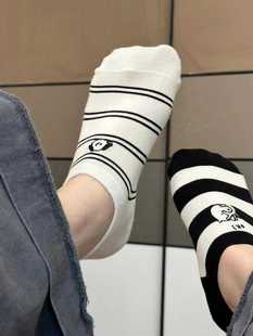 百搭 日系可爱卡通条纹小狗硅胶防滑不掉跟简约隐形船袜春夏新款