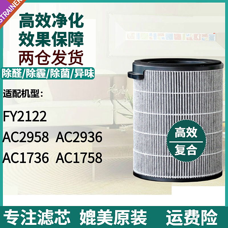适配飞利浦空气净化器FY2122/AC1736/1758/2936滤芯AC2958过滤网