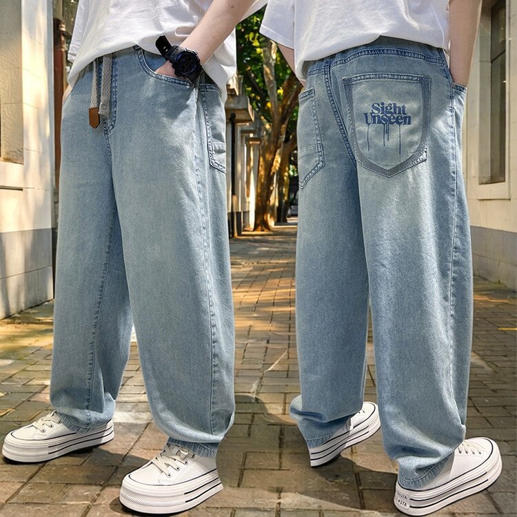 童装男童夏季薄款裤子2026新款儿童宽松牛仔裤韩版痞帅男孩长裤子