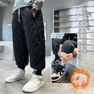 男童夹棉加绒休闲裤加厚中大儿童男孩冬季防风棉裤保暖裤子潮跨境